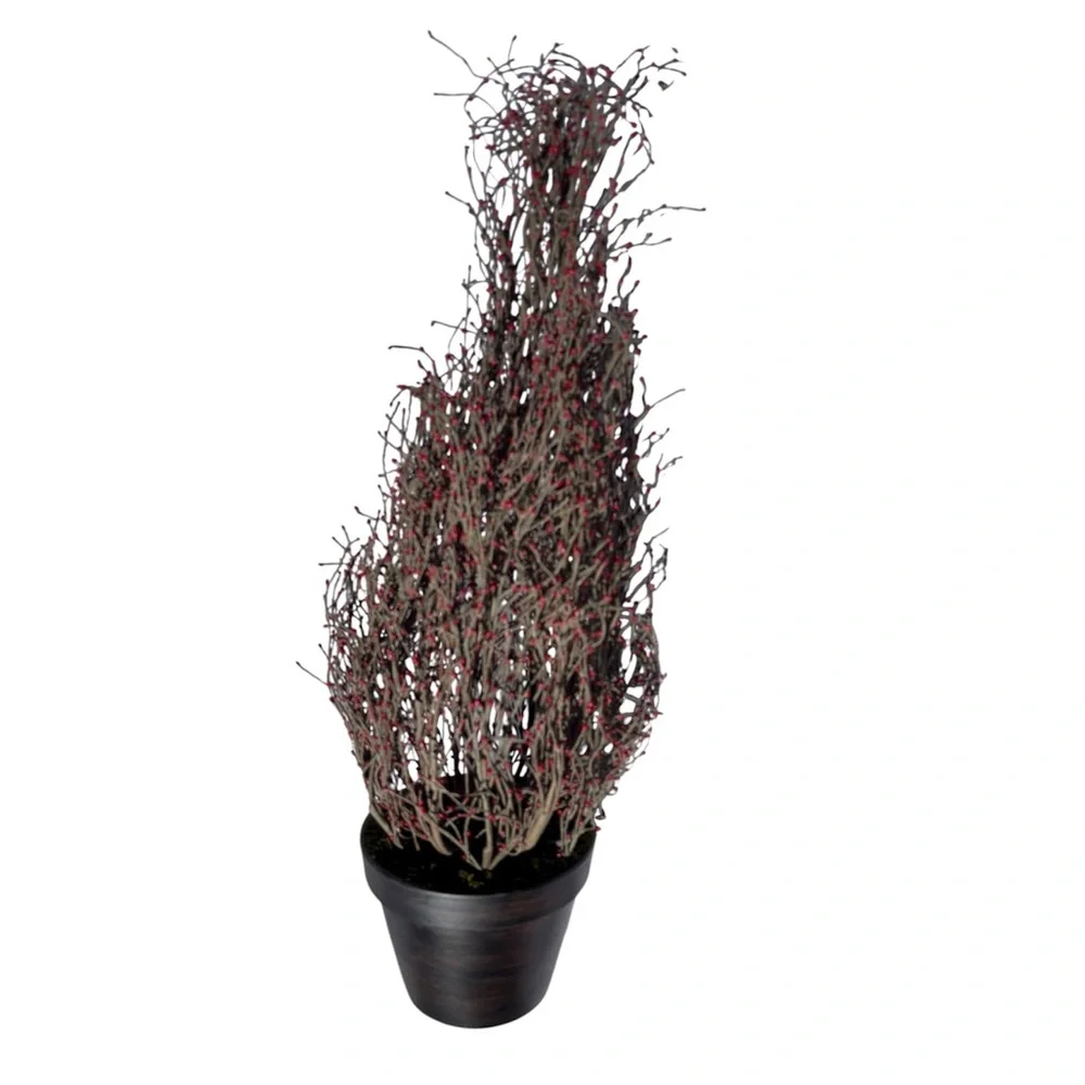 Decorative Faux Plant with Red Pip Berry Branches